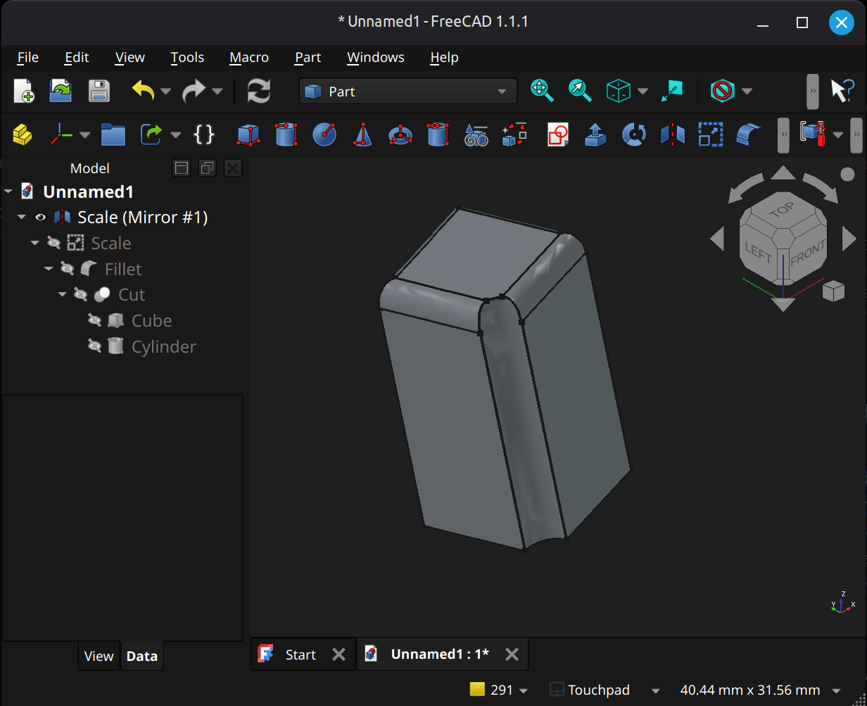 FreeCAD part workbench example